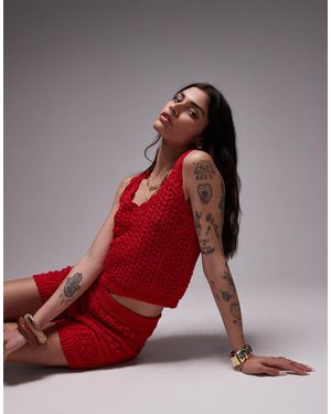 TOPSHOP Knitted Co-ord Stichy Tank - Red
