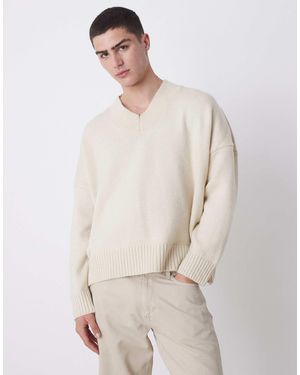 ASOS Super Oversized Boxy Fit Knitted V Neck Sweater - Gray