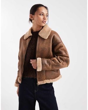 Wednesday's Girl Faux Shearling Boxy Jacket - Blue