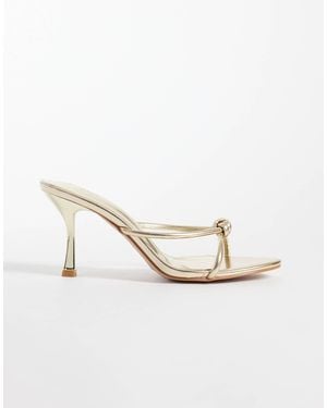SIMMI Simmi London Maribel Wide Fit Heeled Mule Sandals With Knot - Natural