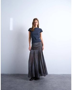 TOPSHOP Falda Larga A Rayas De Corte Amplio Con Cintura Baja De - Azul