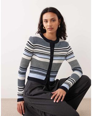 Mango Gebreid Gestreept Vest - Grijs