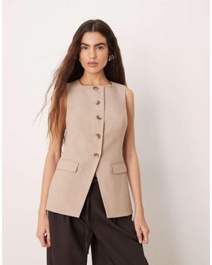 Nobody's Child Tailored Longline Waistcoat With Wool - Natural