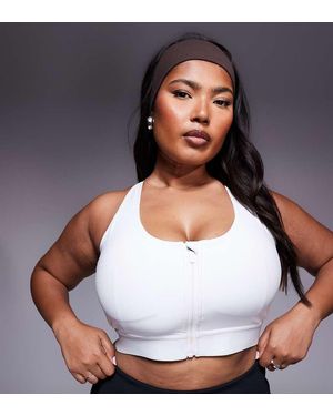 4505 Curve Icon High Support Zip Front Sports Bra With Adjustable Straps And Removable Padding - White