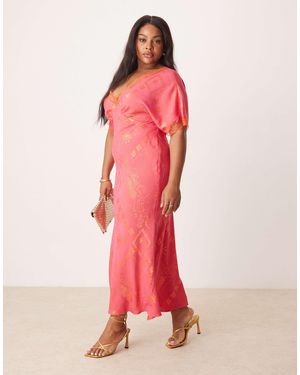 Never Fully Dressed Lace Trim Print Midaxi Dress - Pink