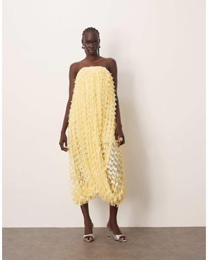 ARRANGE Twisted Drape Bandeau Midi Dress - Natural
