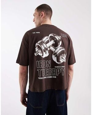 ASOS Boxy Oversized T-Shirt With Gym Graphic - Black