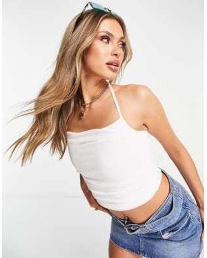 AsYou Mesh Ruched Halter Corset Top - White