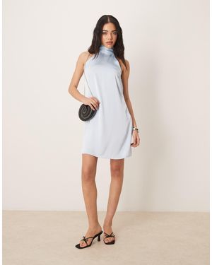 Vila Satin Halter Mini Dress - Natural