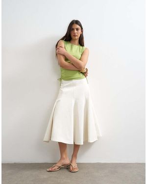 TOPSHOP Denim Fit And Flare Midaxi Skirt - White