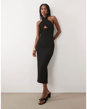 Mango Halterneck Maxi Dress - Natural