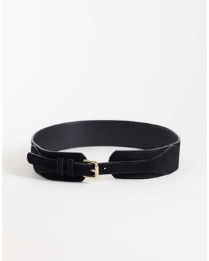 Mango Faux Suede Thick Belt - Blue