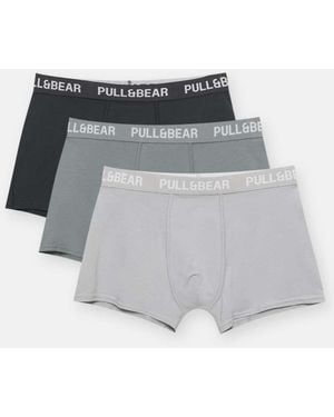 Pull&Bear Confezione Da 3 Paia Di Boxer Grigi E Di Altri Colori - Grigio