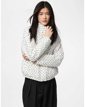 Pieces Funnel Neck Polka Dot Bomber Jacket - Grey