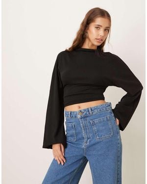 Gina Tricot Tie Back Long Sleeve Top - Black