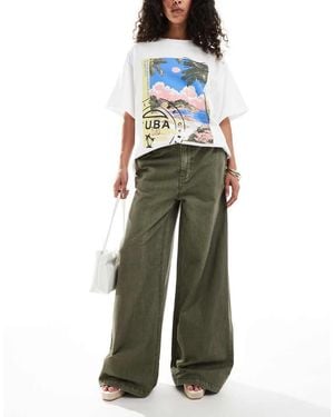 ASOS Jeans Morbidi A Fondo Ambio - Verde