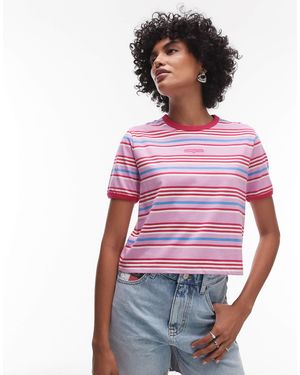 Tommy Hilfiger – gestreiftes oversize-t-shirt - Rot