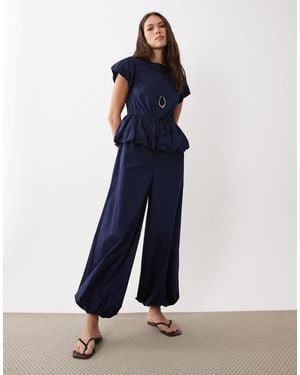ASOS Jumpsuit With Peplum And Balloon Legs - Blue