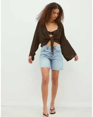 Stradivarius Flowing Open Blouse - Blue