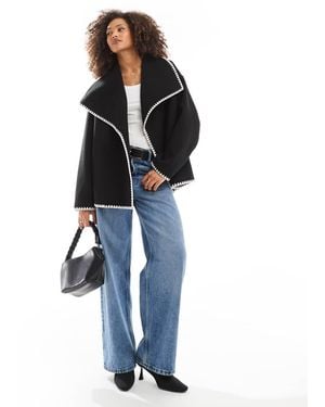 4th & Reckless Giacca Nera Con Rever Oversize E Cuciture A Contrasto - Nero