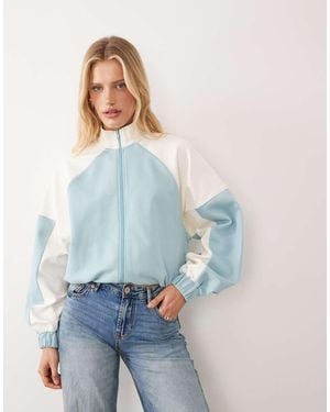 ASOS Interlock Funnel Neck Zip Through Jacket With Contrast Piping - Blue