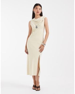 & Other Stories Scarf Neck Midi Dress - Natural
