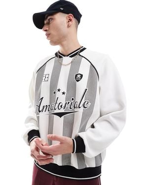 Bershka Retro Striped Sports Sweatshirt - Grey