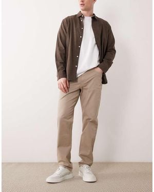 Mango Cotton Mix Regular Fit Tapered Trousers - Natural