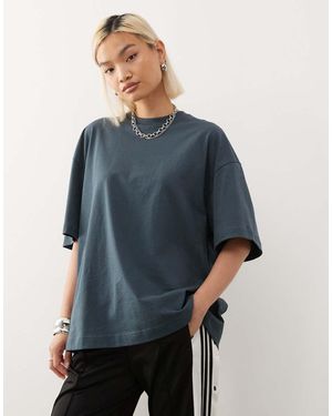 Weekday Oversized T-Shirt With Mock Neck - Blue