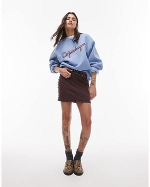 & Other Stories Studded Coated Mini Skirt - Blue