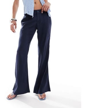 Hollister Low Rise Linen Tailored baggy Flare Pants - Blue