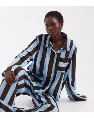 ASOS Asos Design Tall Geweven Modal Pyjamaset Met Lange Mouwen En Blauwe Streep
