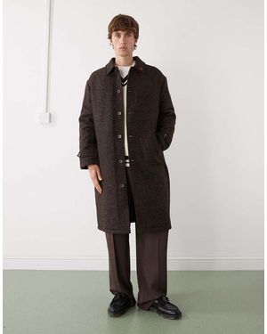 Prohibited 520 Gsm Oversized Mid Length Wool Blend Trench Coat - Brown