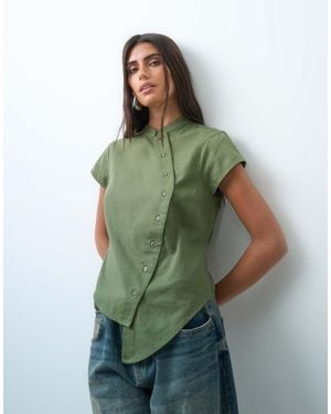 Collusion Asymmetric Hem Shirt - Green