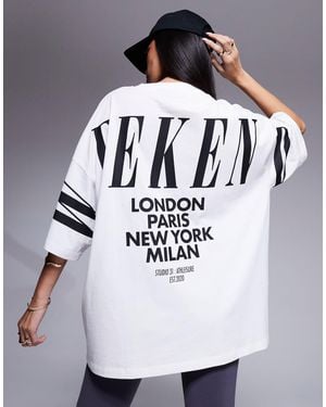 ASOS Weekend Collective Icon Oversized T-shirt With Stacked Back Logo - White