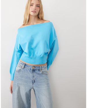 ASOS Knitted Off Shoulder Sweater - Blue