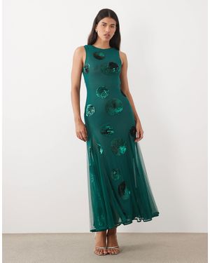 ASOS Embellished Sequin Spot Maxi Dress - Green