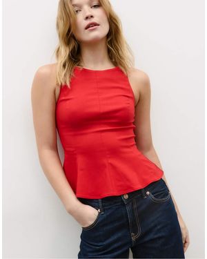 Stradivarius Sleeveless Peplum Top - Red