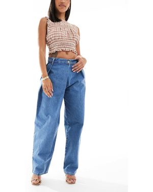 ASOS Vaqueros Medio De Pernera Ancha Con Detalle Cruzado De - Azul