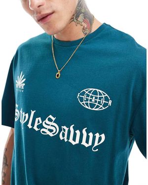ADPT T-Shirt Oversize Con Stampa Ispirata Al Calcio - Blu