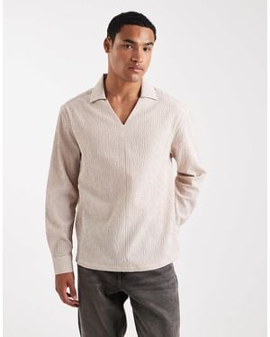 ASOS Relaxed Overhead Seersucker Shirt - Natural
