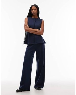 ASOS Supersoft Seam Detail Wide Leg Trouser - Blue