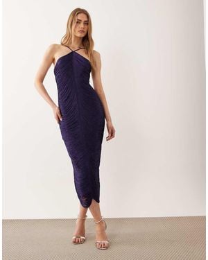 Mango Capsule Tassel Halterneck Midi Dress - Blue