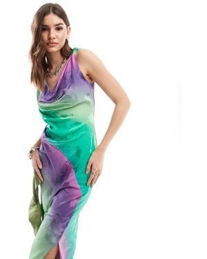 Closet Robe longue en satin coupée en biais - dégradé - Multicolore