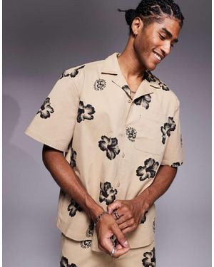 HUGO Relaxed Fit Co-ord Shirt - Natural