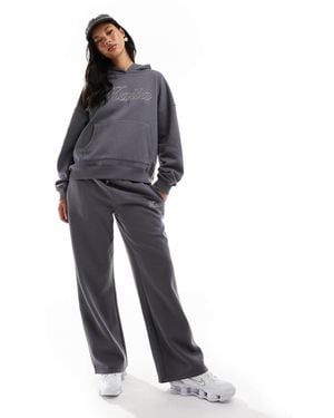 Kaiia Embroidered Logo Wide Leg Trackies - Grey