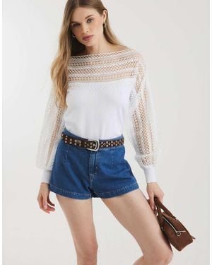 River Island Long Sleeve Lace Hybrid Jumper - Blue