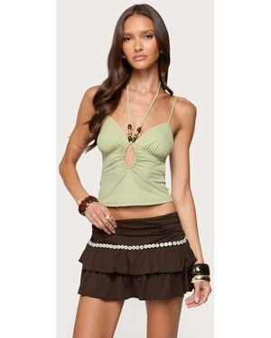 Edikted Haylie Cut Out Halter Top - Green