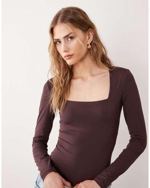 New Look Long Sleeve Square Neck Bodysuit - Blue