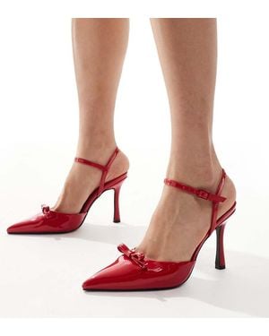 Glamorous Slingback Heeled Shoes With Bow - Red